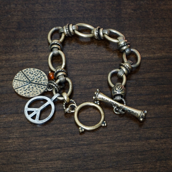 Lucky Brand Jewelry - Lucky Brand Rustic Gold Peace Toggle Bracelet